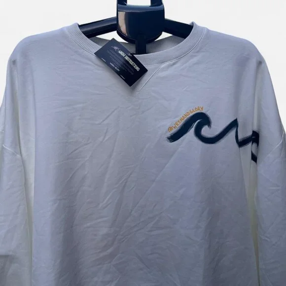 Wren + Glory Beach Time Hand Painted Pullover Sweatshirt NEW W/ TAG Ivory - Picture 3 of 7